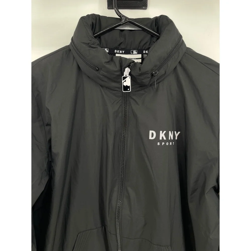 DKNY Sport MLB Seattle Mariners Windbreaker Jacket Full Zip Womens LG Black NEW - Picture 1 of 16